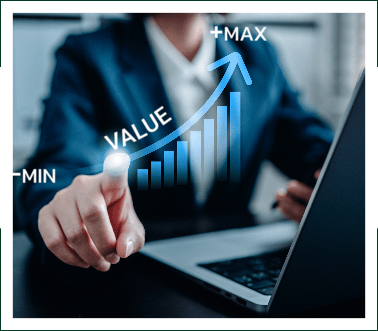 Hand touching digital value indicator