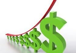 Increasing profits concept with dollar symbols